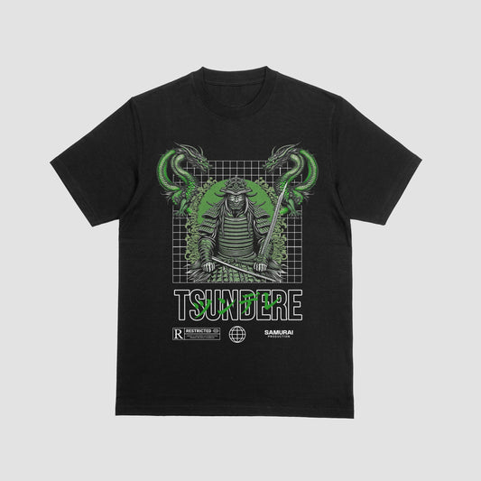 Green Samurai Black Short Sleeved T-Shirt