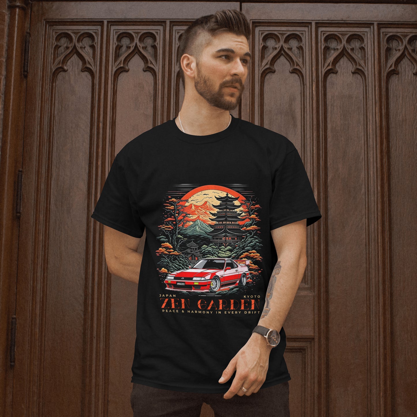 240sx Zen Garden Black Short Sleeved T-Shirt